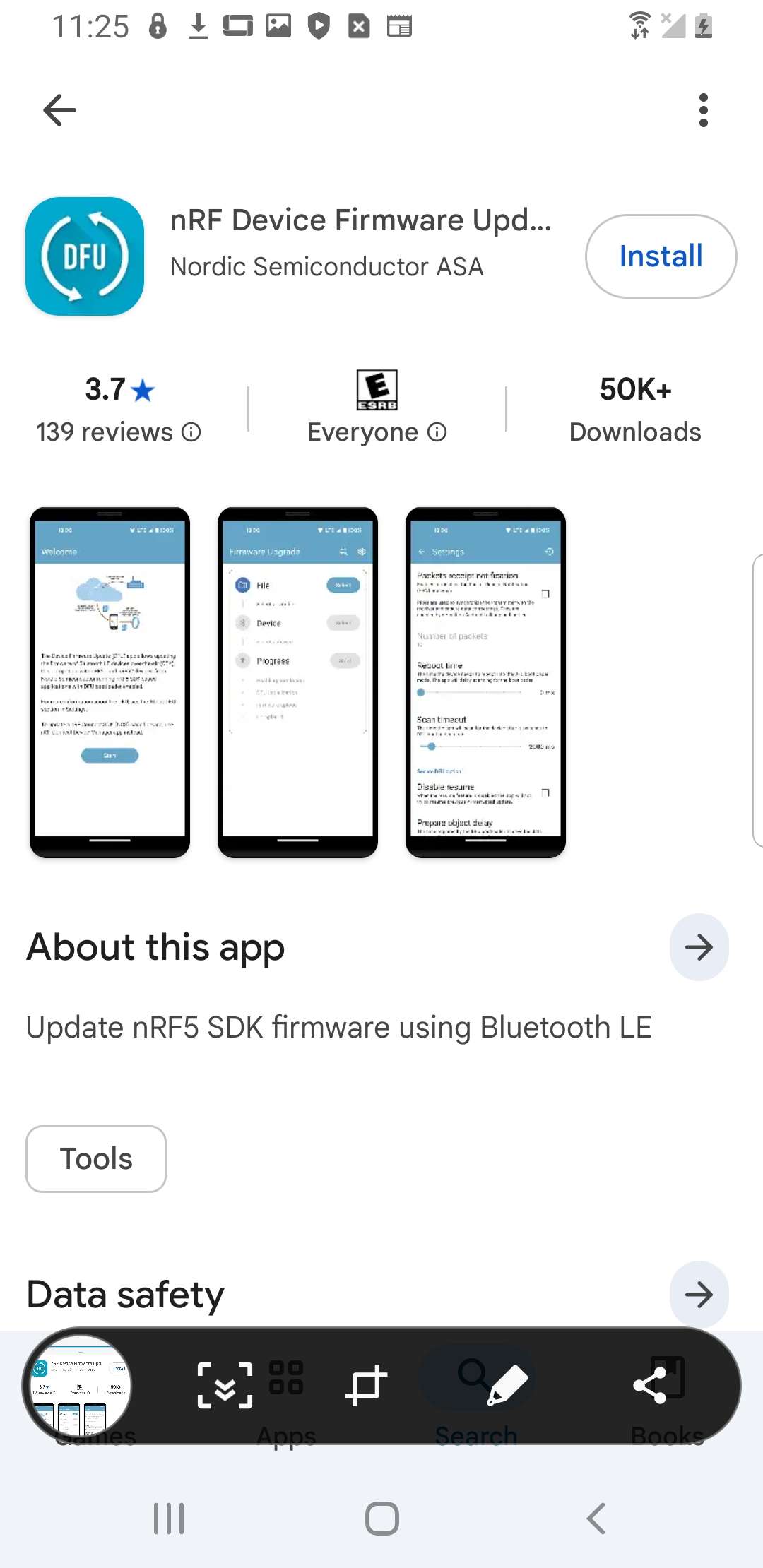 nRF Device Firmware Update app on the Google Play Store